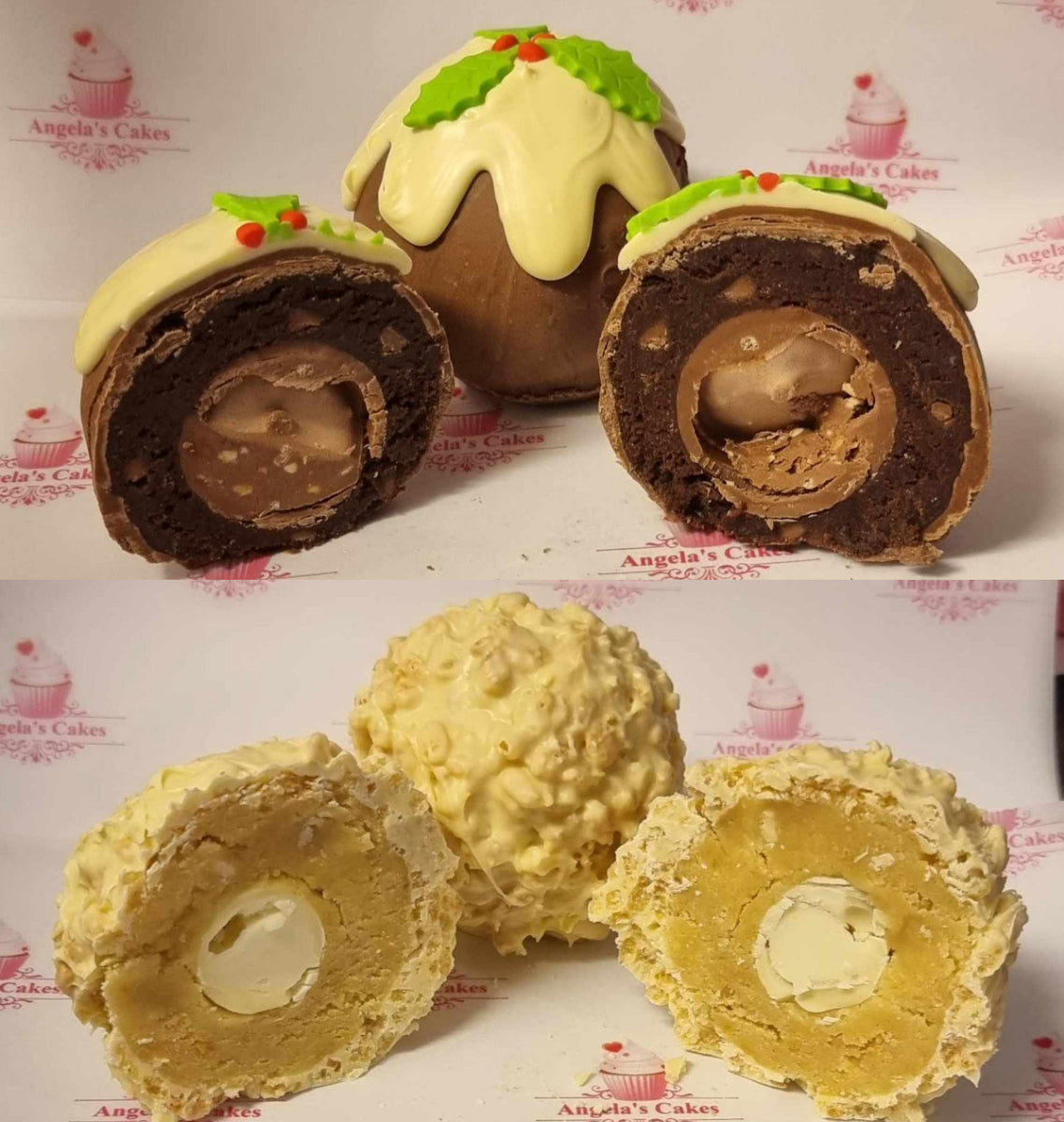 Christmas Twin pack - 1x Christmas Pudding brownie + 1x Snowball lindor blondie rice krispie ball