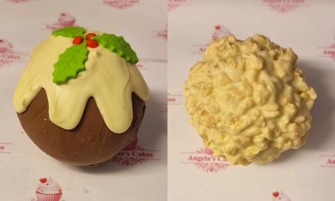 Christmas Twin pack - 1x Christmas Pudding brownie + 1x Snowball lindor blondie rice krispie ball
